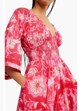 Free People Pink and Red Floral Maxi Dress ss